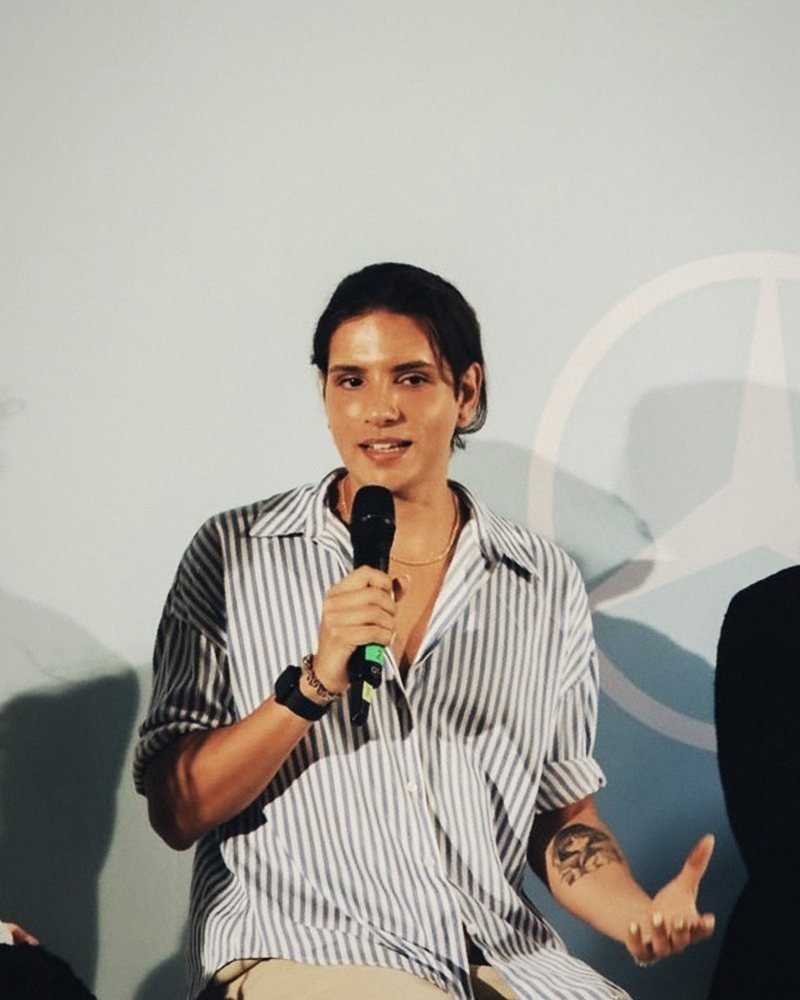 Samet Akti speaking on a panel at Copenhagen Fashion Week